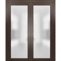 Sartodoors Modern Double Pocket 64x80 Planum 2102 Chocolate Ash Pocket Frame Trims Pulls Rail Frosted | PLANUM2102DP-CA-64